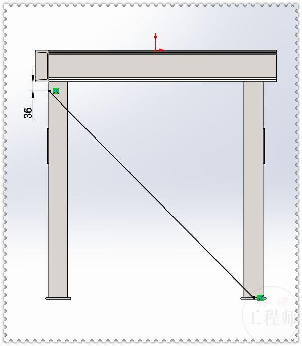 用SolidWorks焊件模块绘制的支撑钢架，这个的模型的草图好画多了