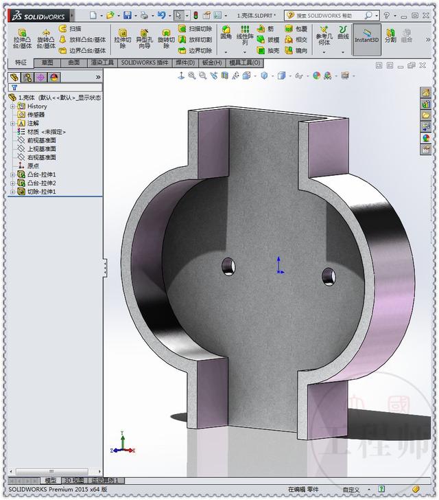 用SolidWorks设计的一个水表机制，用两个标准件齿轮来驱动