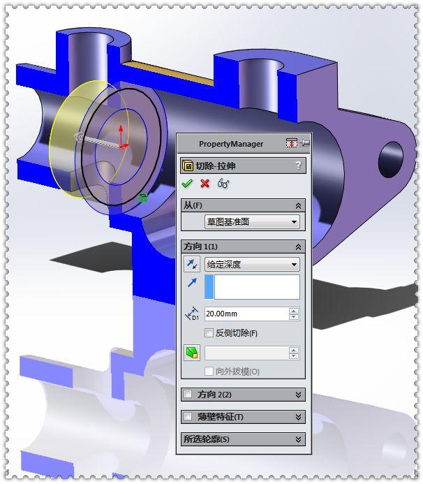 用SolidWorks建模的实体零件，此图仅用拉伸和切除就可以