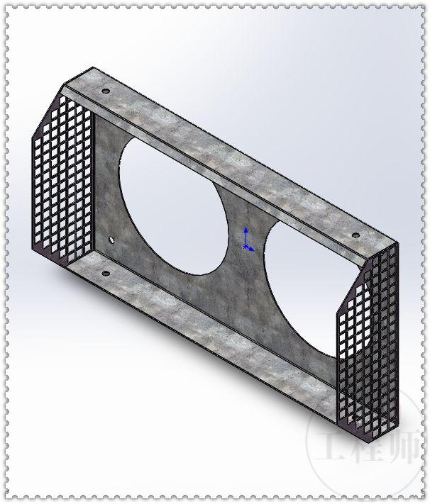 用SolidWorks设计的墙上出、入通风口，此图用钣金模块建模