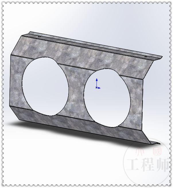 用SolidWorks设计的墙上出、入通风口，此图用钣金模块建模