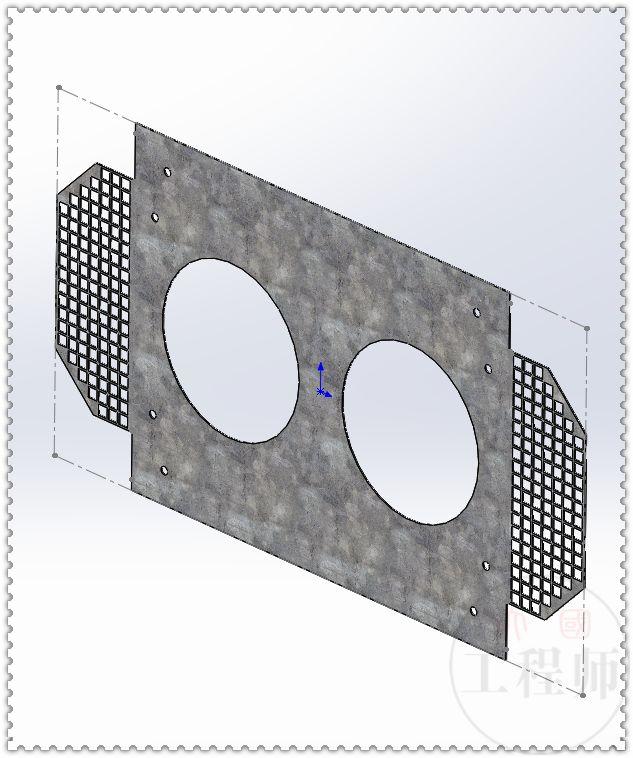 用SolidWorks设计的墙上出、入通风口，此图用钣金模块建模