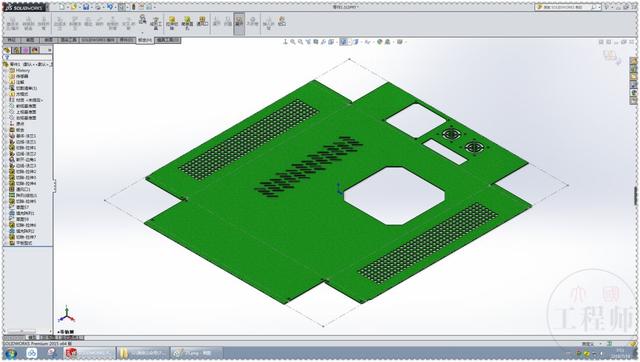 SolidWorks画一个钣金箱体的底壳，除了填充阵列，都是些基本操作