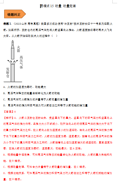 高中物理易错点15 动量 动量定理（解析版）