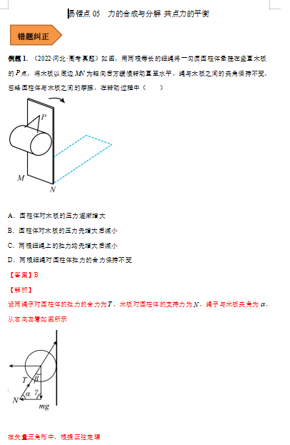 易错点05  力的合成与分解 共点力的平衡（解析版）