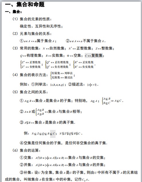 高中数学一轮复习必备知识点大梳理