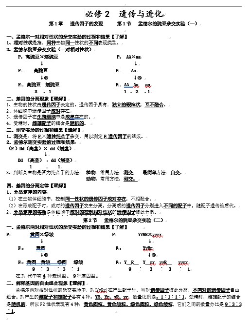 最新版高中生物必修二知识点总结-人教版