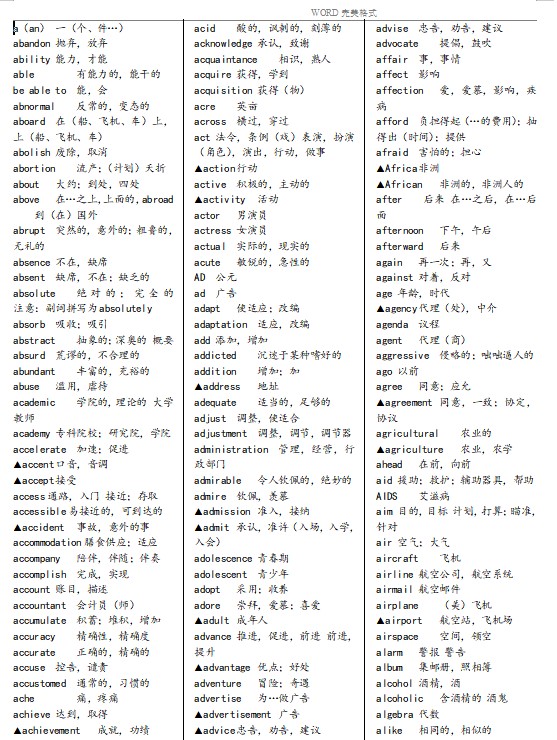 高中英语3500个必背单词