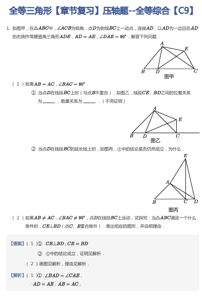 全等三角形【章节复习】压轴题--全等综合【C9】