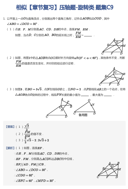 相似【章节复习】压轴题-旋转类 题集C9