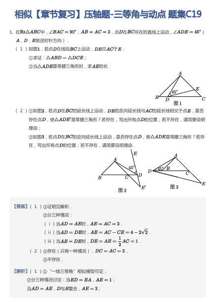 相似【章节复习】压轴题-三等角与动点 题集C19