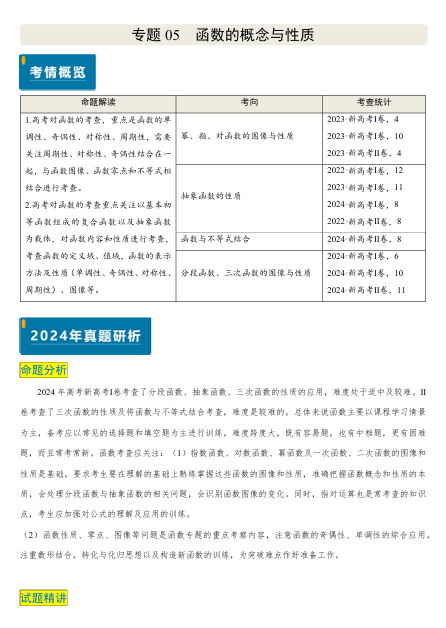 2025版《真题题源解密-专题分类》数学-专题05 函数的概念与性质（4大考向真题解读）OK