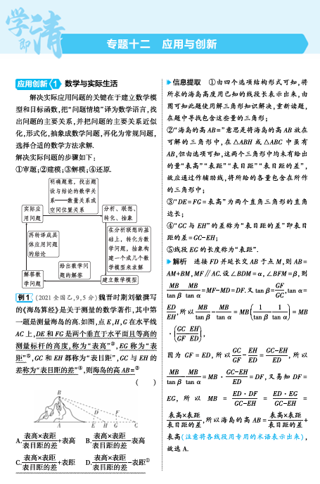 2025版.新高考版.高考总复习.数学考点清单+题型清单-1_专题十二  应用与创新讲解册OK