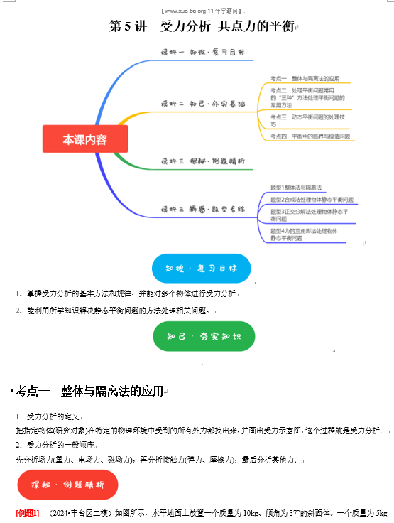  2025届高三暑假培优高考物理考点专项讲义 十大考点专项-第5讲　受力分析 共点力的平衡OK