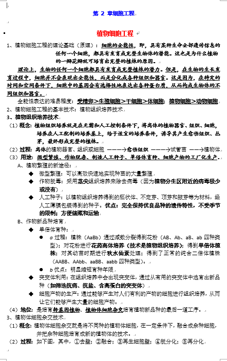 第2章  细胞工程 期末复习知识点总结【新教材】人教版高中生物选择性必修三