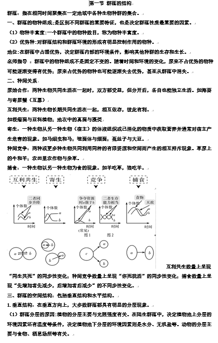 第2章 群落及其演替 期末复习知识点总结【新教材】人教版高中生物选择性必修二