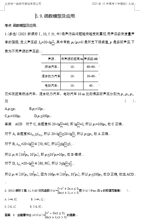 10年高考真题专题分类汇编（数学）-函数模型及应用OK