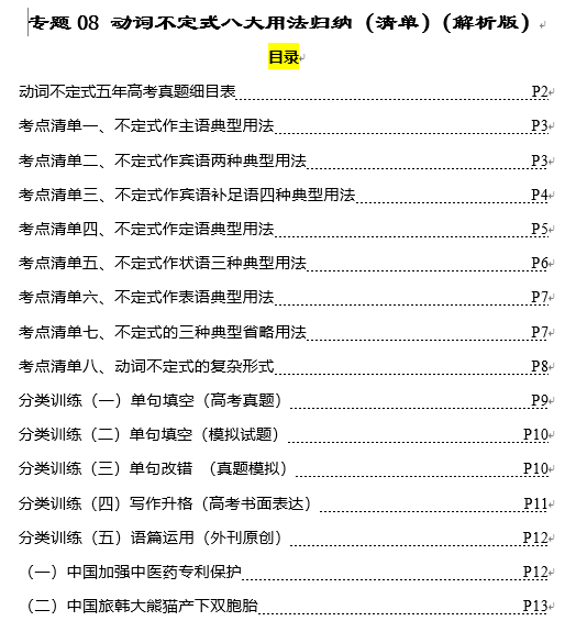 专题08 动词不定式八大用法（清单） -【口袋书】2024年高考英语一轮复习知识清单（全国通用）