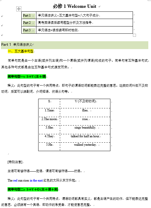 必修一  Welcome Unit 语法知识+读后续写-筑基讲义 -2025年新高考英语一轮总复习筑基培优方案（人教版2019）